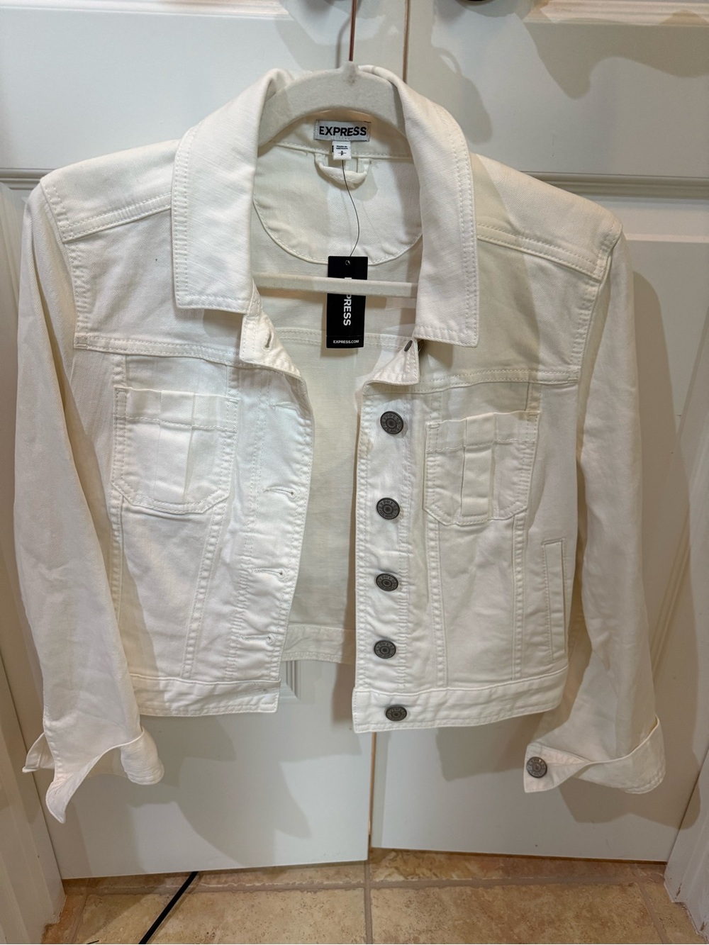 Express White Cropped Denim Jacket